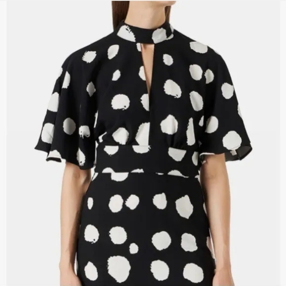 Truth & Fable Womens Keyhole Black/White Maxi Dress Sz S Side Slit Evening - Picture 2 of 16